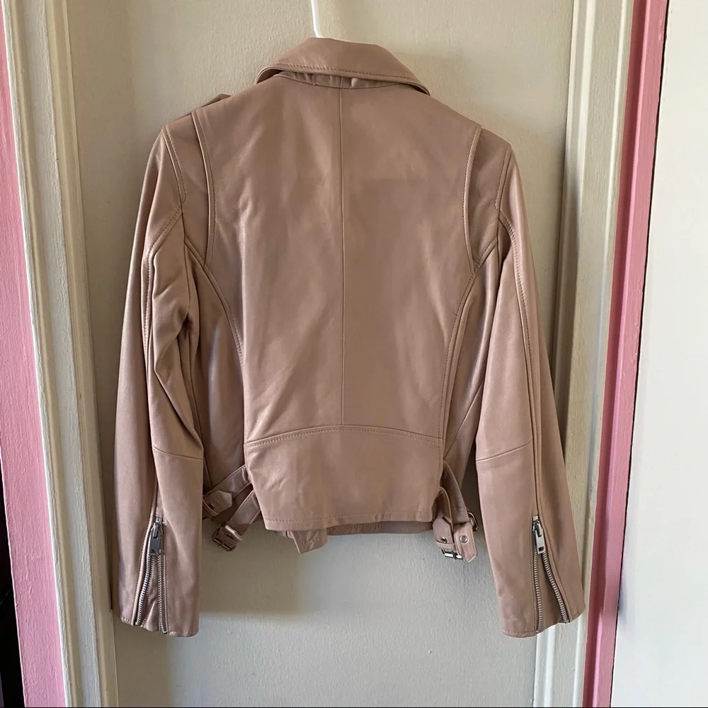 Walter Baker Ballet Pink Lamb Leather Moto Jacket